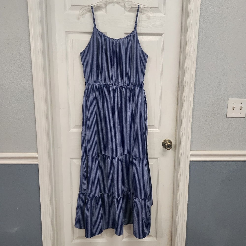 Blue Striped Maxi Dress